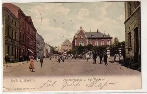 52210 Ak Selb in Bayern Bahnhofstraße und kgl. Rentamt 1906