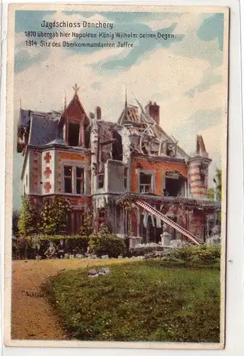 52178 Ak Château de chasse Détruit Donchery en France 1915