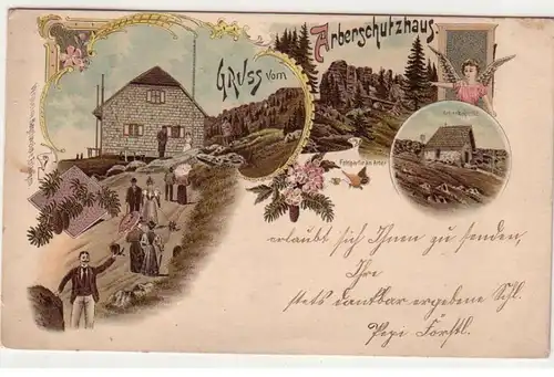 52160 Ak Lithographie Gruß vom Arberschutzhaus 1898