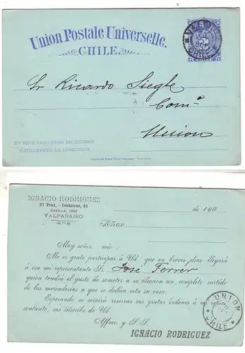 52097 seltene Ganzsachenkarte Chile Valparaiso 1901