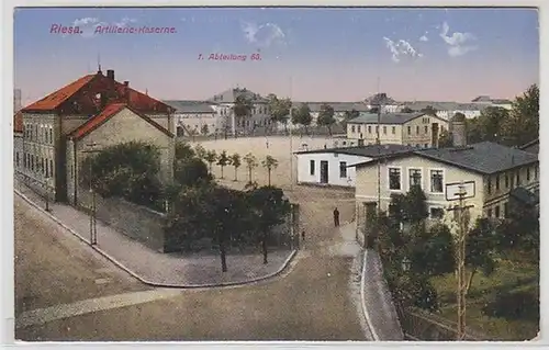 52088 Feldpost Ak Riesa Artillerie Kaserne 1. Abteilung 68, 1916