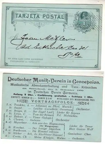 52068 seltene Ganzsachenkarte Chile Deutscher Verein Germania 1899