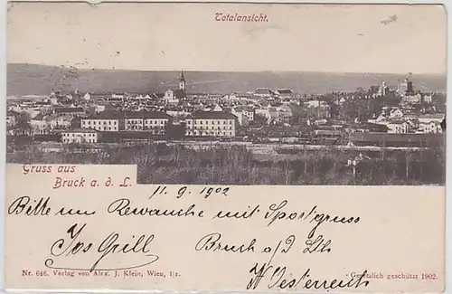 52053 Ak Gruß aus Bruck a.d.L. Niederösterreich Totalansicht 1902