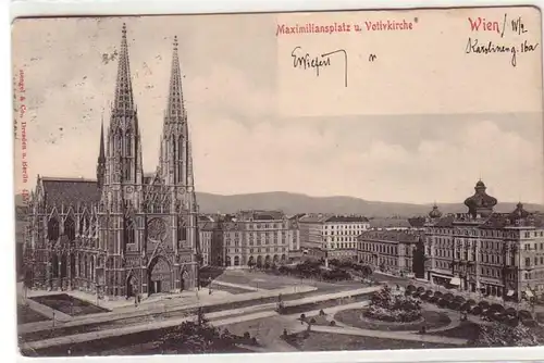52034 Ak Wien Maximiliansplatz et Votivkirche 1902