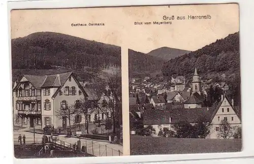 52026 Ak Salutation de Herrenalb Gasthaus Germania, vue du Mayenberg 1918