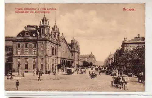 52009 Ak Budapest Westbahnhof am Theresienring 1908