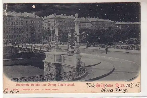 51998 Carte de la Lune Salutation de Vienne Stephanie Bridge et Franz Josefs Quai 1902