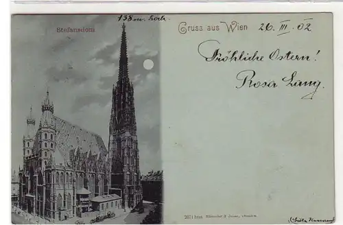 51997 Mondscheinkarte Gruß aus Wien Stephansdom 1902