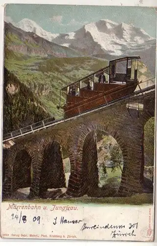 51990 Ak Mürrenbahn und Jungfrau Schweiz 1909