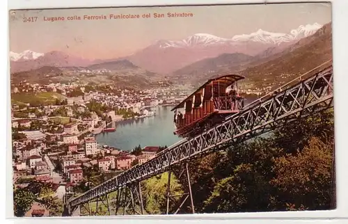 51987 Ak Lugano colla Ferrovia Funicolare del San Salvatore 1909