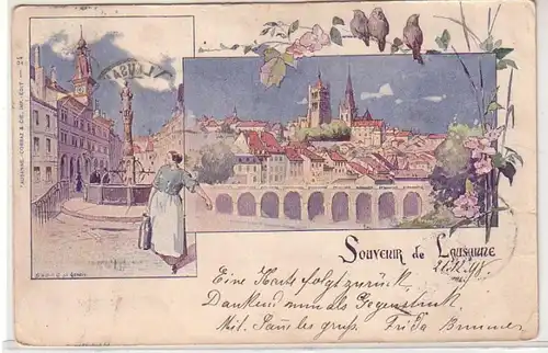 51986 Ak Lithographie Souvenir de Lausanne 1898