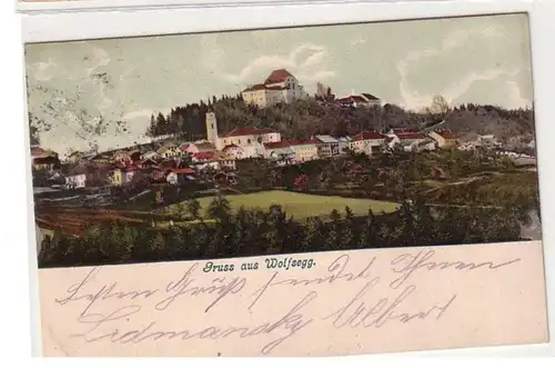51982 Ak Gruß aus Wolfsegg in Oberösterreich Totalansicht 1904