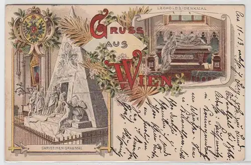 51968 Ak Lithographie Gruss de Vienne 1902