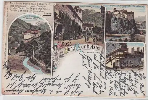 51962 Ak Lithographie Gruß aus Burg Runkelstein bei Bozen Tirol 1902