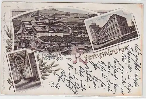 51963 Ak Lithographie Gruss de Kremsmünster Haute-Autriche 1902