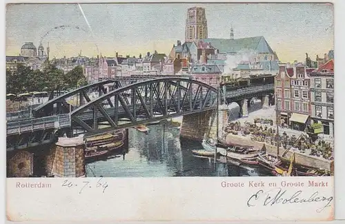 51952 Ak Rotterdam Groote Kerk en Grogote Markt 1904