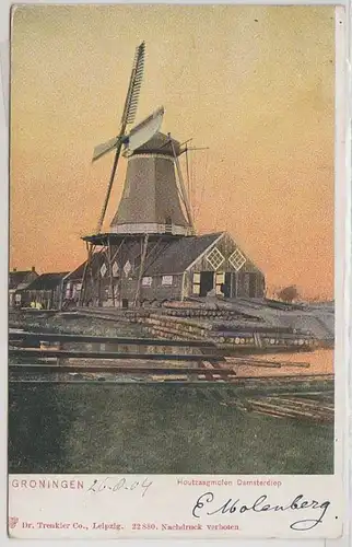 51949 Ak Groningen Houtzaagmolen Damsterdiep Chain de scie en bois 1904