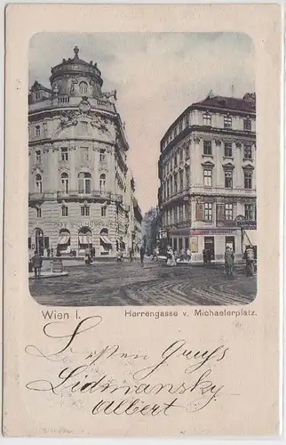 51946 Ak Wien Herrengasse vom Michaelerplatz 1902