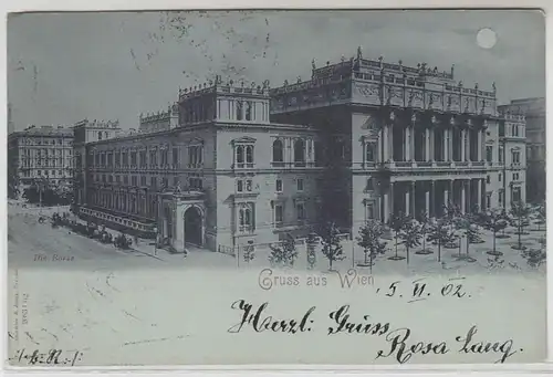 51942 Mondscheinkarte Gruß aus Wien die Börse 1902