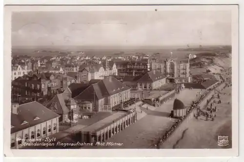 51909 Ak Westerland Sylt installations de plage photographie aérienne 1935