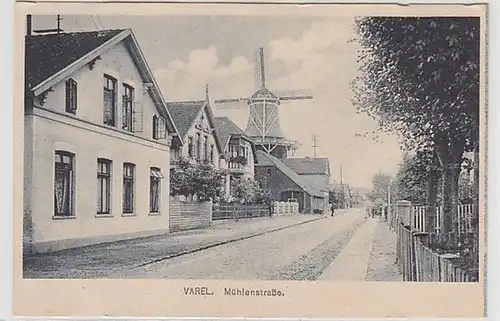 51898 Ak Varel Mühlenstraße avec moulin à vent vers 1930