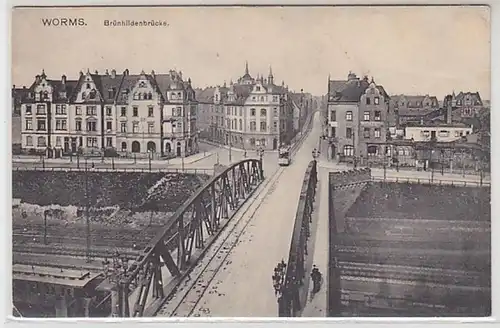 51893 Feldpost Ak Worms Brünhildenpont avec tram 1915