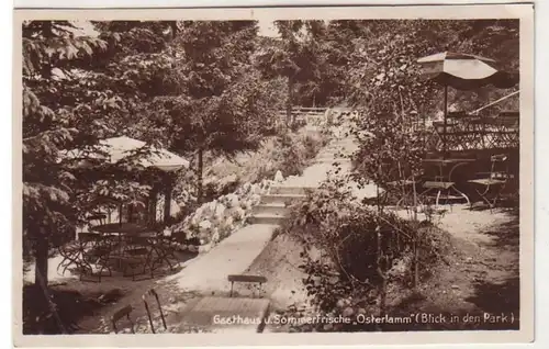 51852 Ak Laverleite à Grünhain i. Sa. Gasthaus "Osterlamm" Park 1932