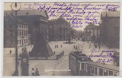 51837 Ak Karlsruhe Place du marché avec tram 1929