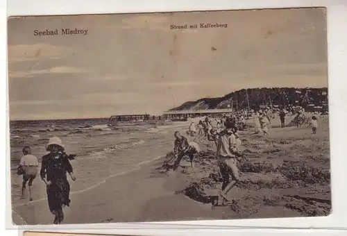 51834 Ak Seebad Misdroy plage avec caféberg vers 1920