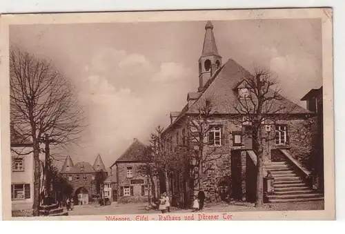51828 Feldpost Ak Nideggen Eifel Mairie et Porte de Duren 1916