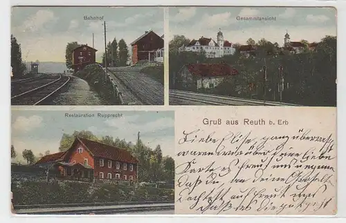 51804 Mehrbild Ak Gruß aus Reuth b. Erb Bahnhof usw. 1911
