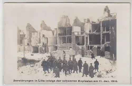 51800 Photo Ak Lille Explosion le 10 janvier 1916 Destructions