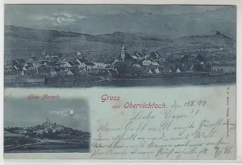 51799 Mondscheinkarte Gruß aus Obervichtach Haus Murach 1899