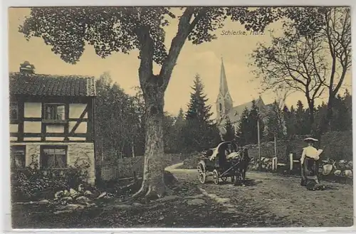 51733 Ak Schierke Harz Ortsansicht mit Pferdefuhrwerk 1916