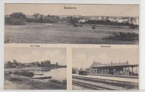 51728 Mehrbild Ak Biederitz Totalansicht, Am See, Bahnhof 1916