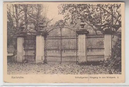 51723 Feldpost Ak Karlsruhe Schloßgarten Eingang in den Wildpark 1915