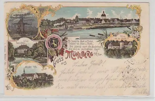 51716 Ak Lithographie Gruß aus Mühlberg an Elbe 1899