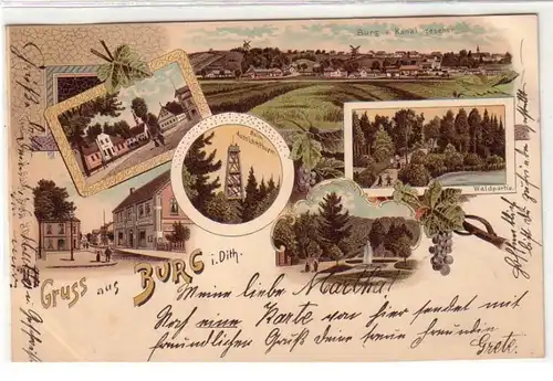 51712 Ak Lithographie Gruß aus Burg in Dith. 1900
