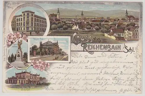 51704 Ak Lithographie Gruß aus Reichenbach in Schlesien 1904