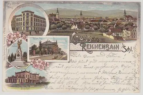 51704 Ak Lithographie Salutation de Reichenbach en Silésie 1904