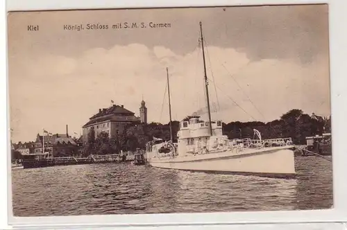 51661 Ak Kiel Königl. Schloss mit S.M.S. Carmen 1918