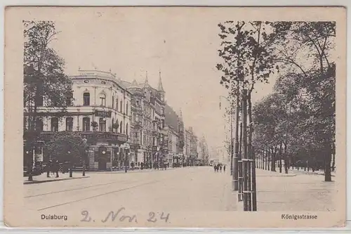 51627 Ak Duisburg Königstrasse avec hôtel 1924