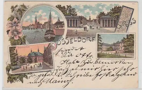 51625 Ak Lithographie Salutation de Düsseldorf 1901