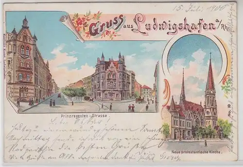 51624 Ak Lithographie Gruß aus Ludwigshafen a. Rh. 1900