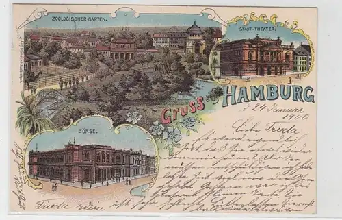 51586 Ak Lithographie Gruss aus Hamburg 1900