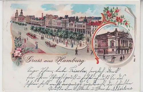 51584 Ak Lithographie Gruß aus Hamburg 1901