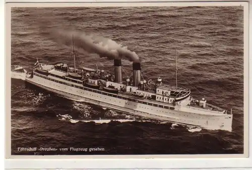 51581 Ak Fährschiff Preußen vom Flugzeug gesehen um 1930