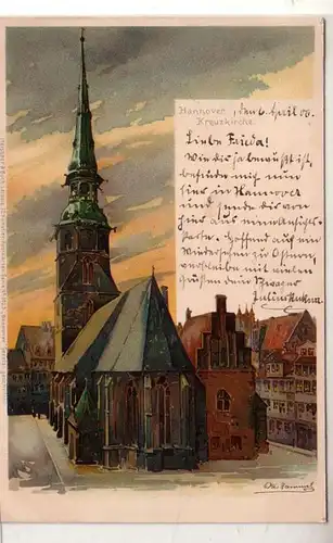 51577 Ak Lithographie Hannover Kreuzkirche 1906