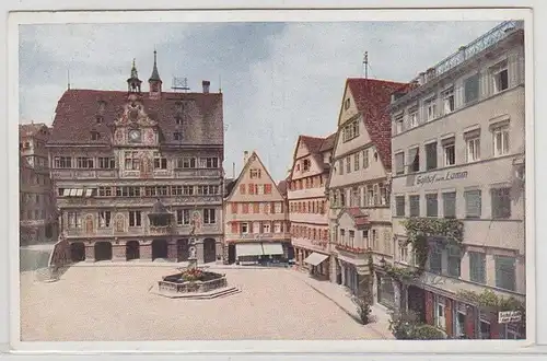 51560 Ak Tübingen Marché avec hôtel de ville et Hôtel Lamm 1936