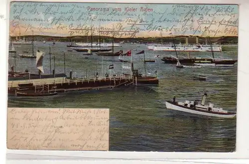 51533 Ak Panorama du port de Kiel 1905